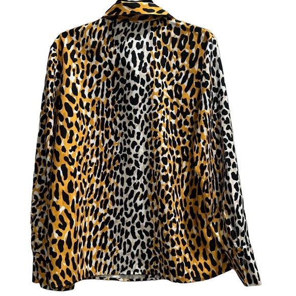 NWOT ST. JOHN $399 Crepe Black Leopard Print Blouse Size L - Picture 5 of 7